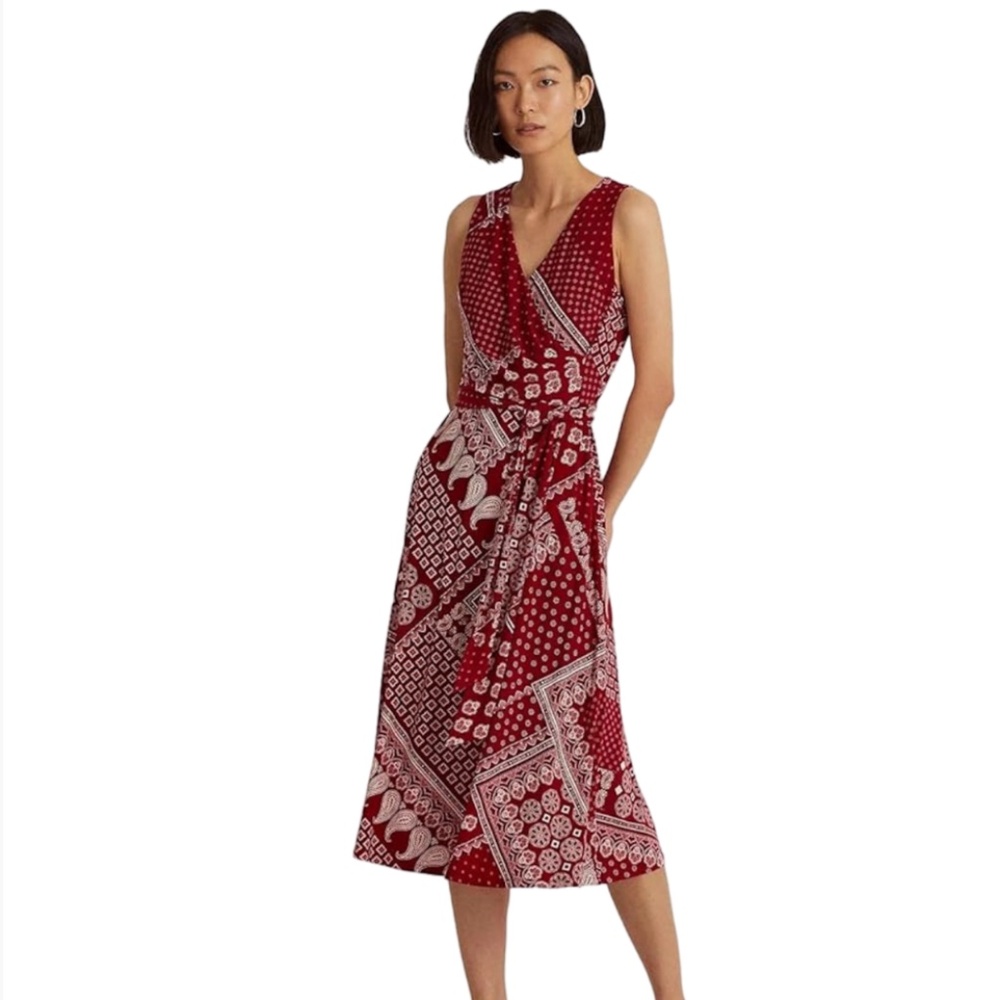 NWT Ralph Lauren Paisley Bandana Print Jersey Sleeveless Dress